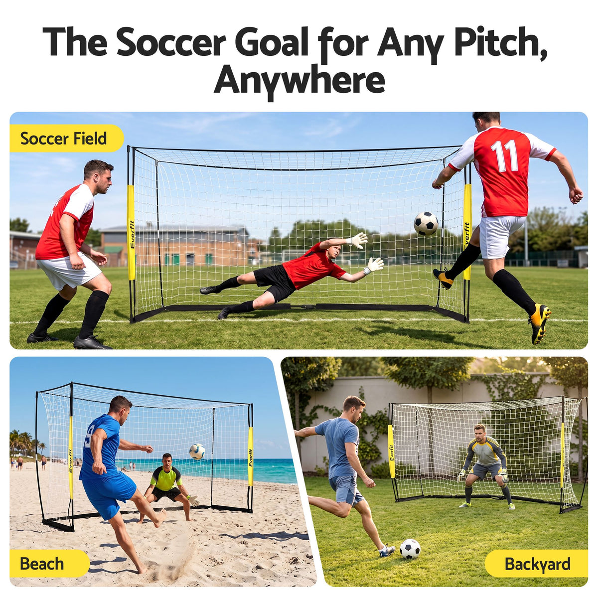 Everfit Portable Soccer Goal Net Fibreglass Polyester 22-Ply 12x6ft