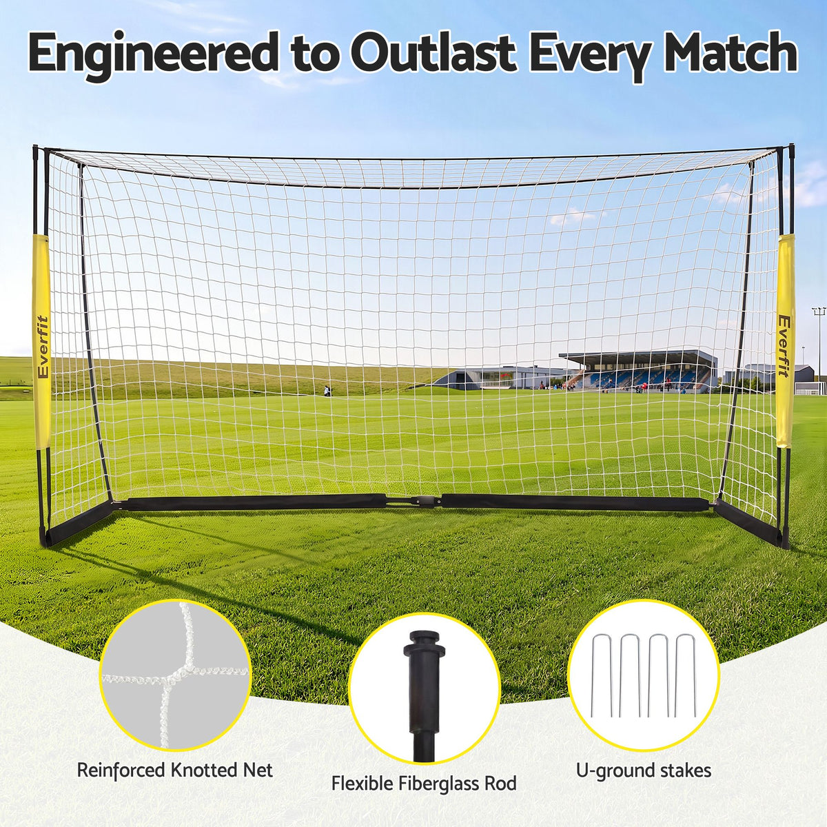 Everfit Portable Soccer Goal Net Fibreglass Polyester 22-Ply 12x6ft