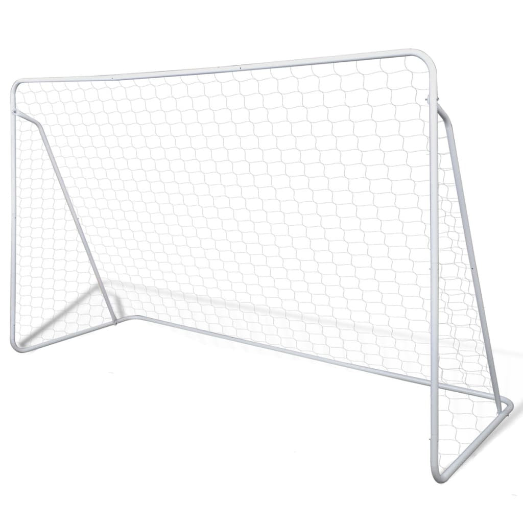 Soccer Goal Post with Net 240x90x150cm Steel Frame Outdoor Sport White