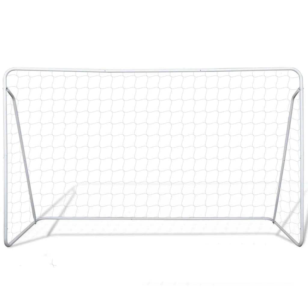 Soccer Goal Post with Net 240x90x150cm Steel Frame Outdoor Sport White