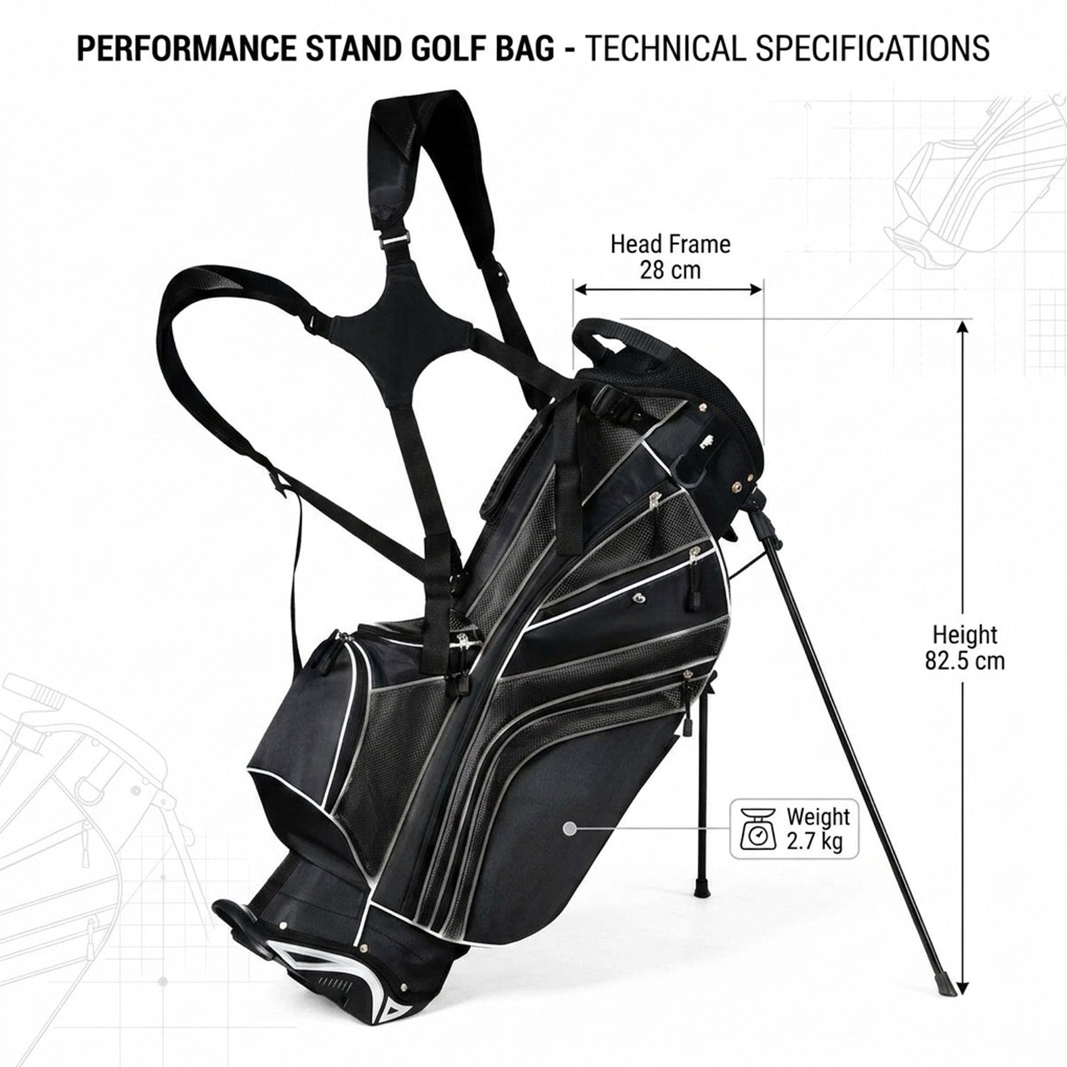 Golf Stand Bag with 6 Way Divider Carry Organiser Outdoor Sports Gear