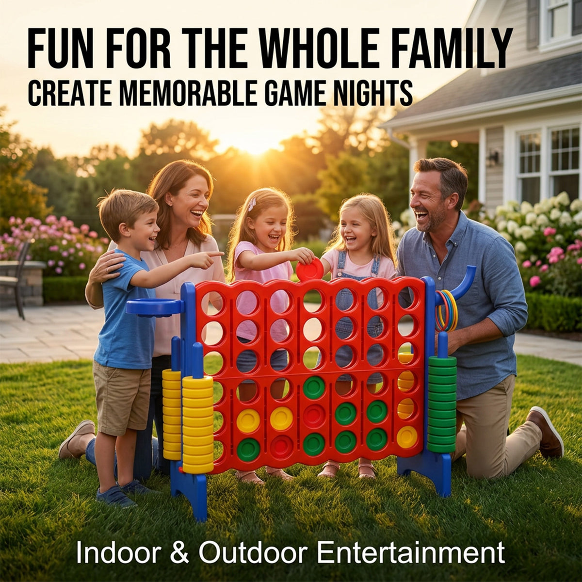 Premium Plastic Jumbo Connect 4 Game with 42 Jumbo Rings Family Outdoor Fun