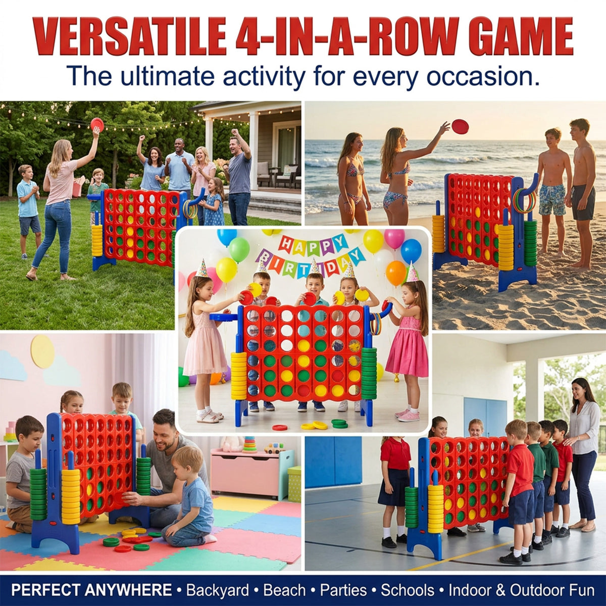 Premium Plastic Jumbo Connect 4 Game with 42 Jumbo Rings Family Outdoor Fun