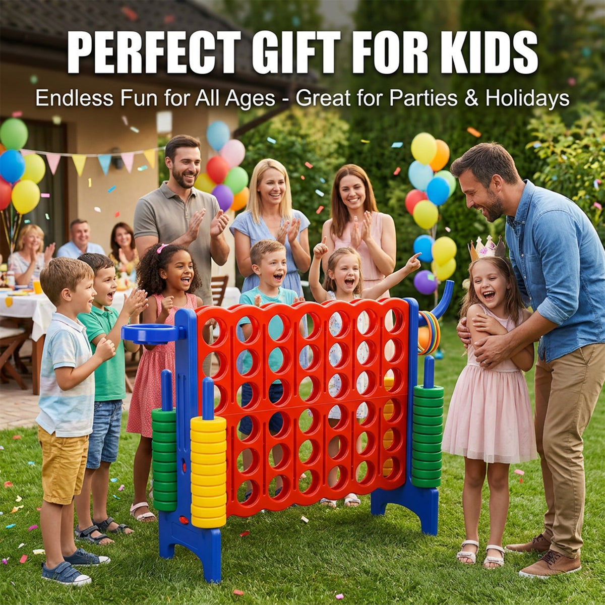 Premium Plastic Jumbo Connect 4 Game with 42 Jumbo Rings Family Outdoor Fun