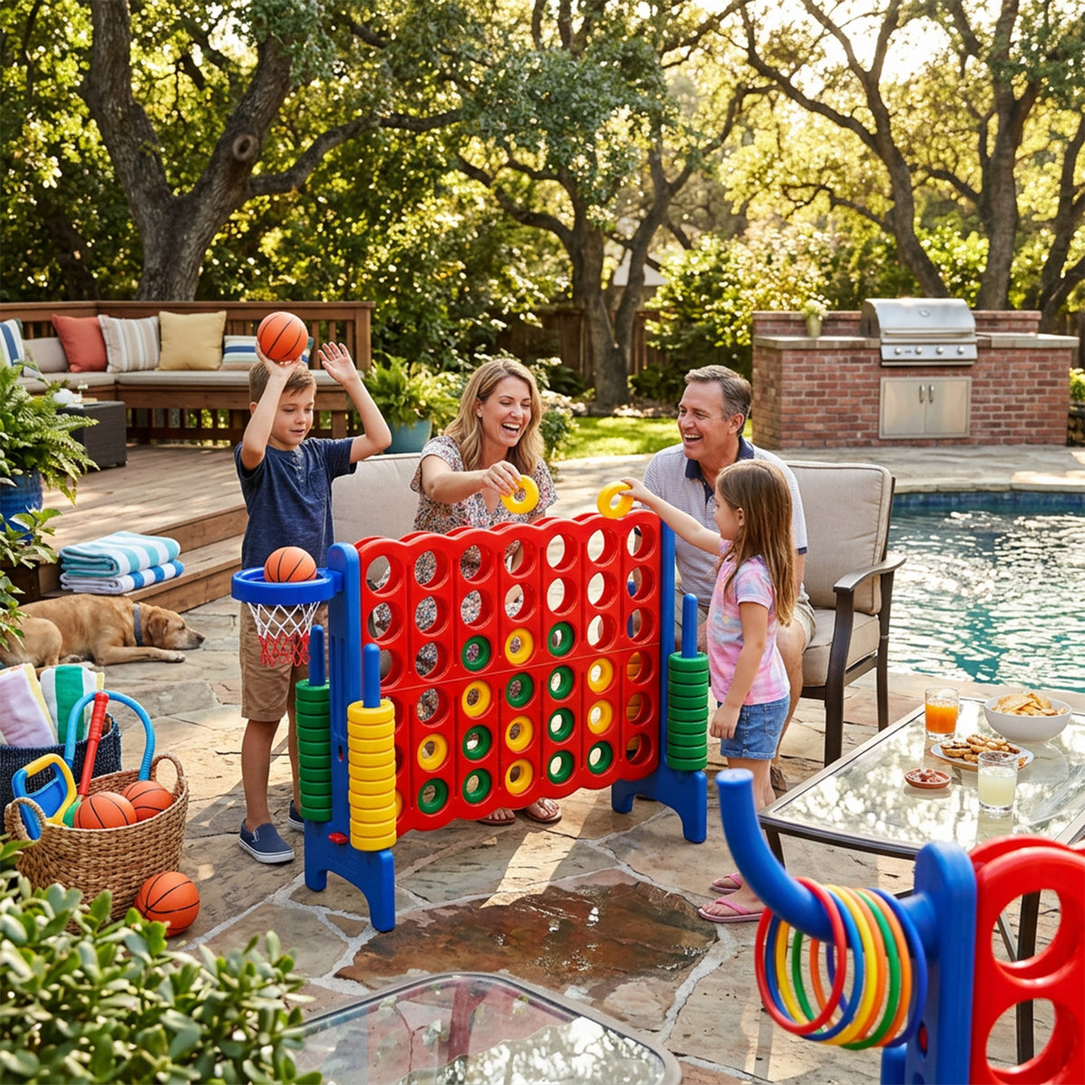 Premium Plastic Jumbo Connect 4 Game with 42 Jumbo Rings Family Outdoor Fun