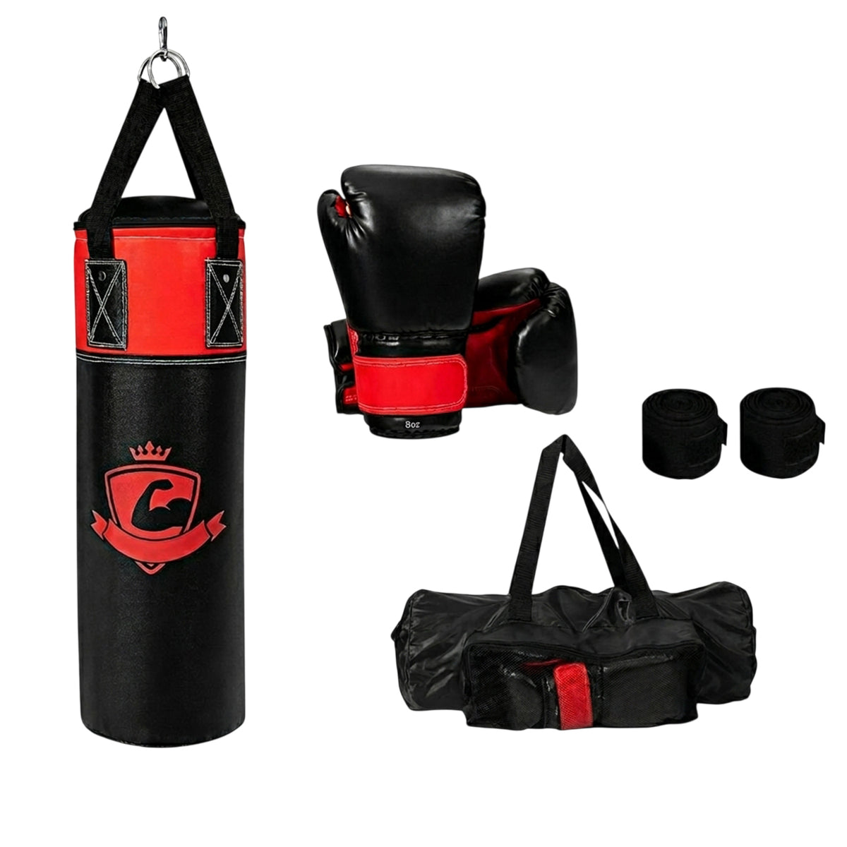 Kids Hanging Punching Bag Set with Gloves Hand Wraps and Storage Bag Boxing