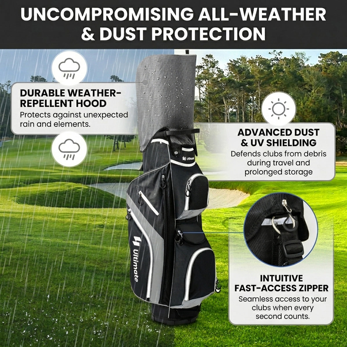 Golf Cart Bag with 14 Way Top Dividers 9 Pockets and Cooler Bag Sports Gear