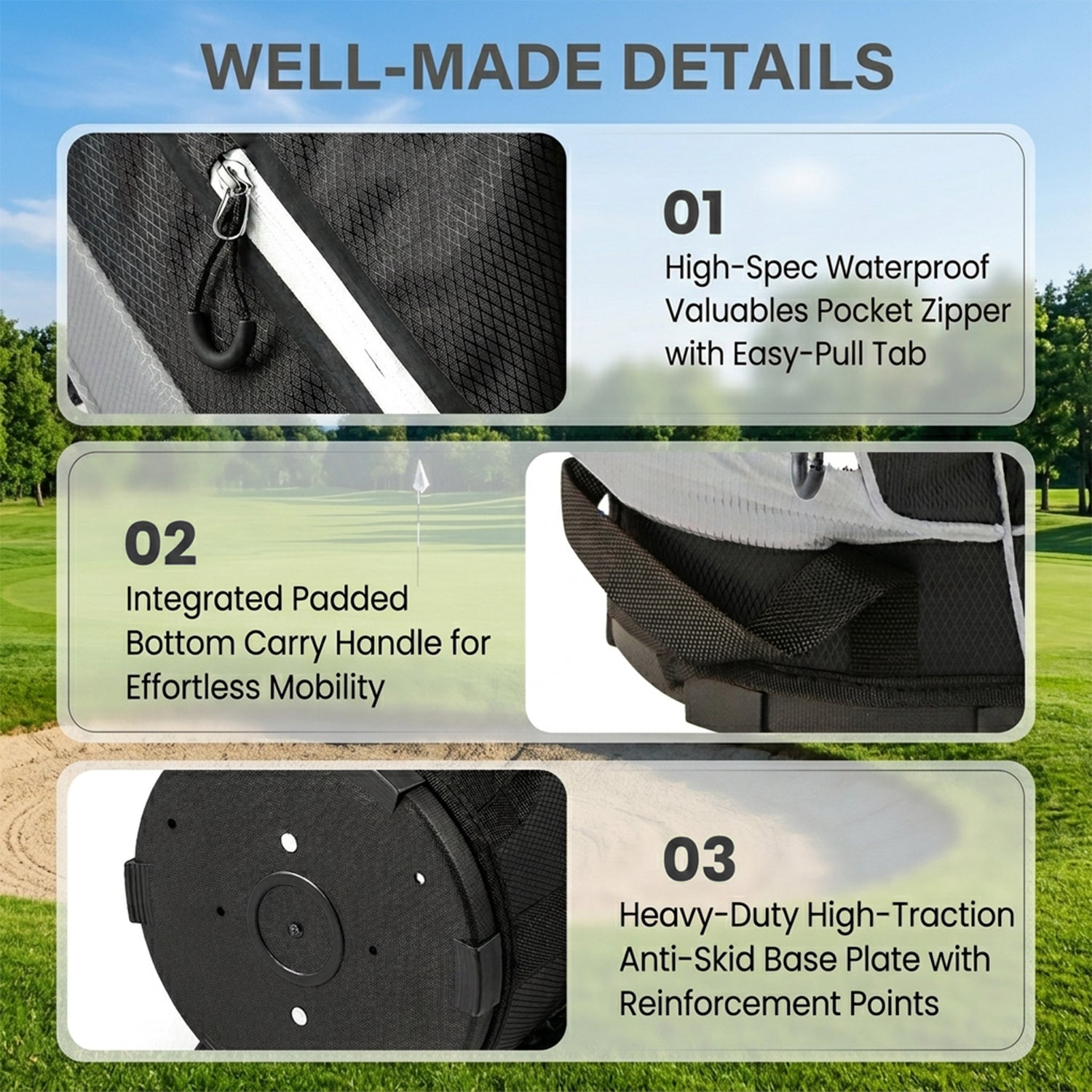 Golf Cart Bag with 14 Way Top Dividers 9 Pockets and Cooler Bag Sports Gear