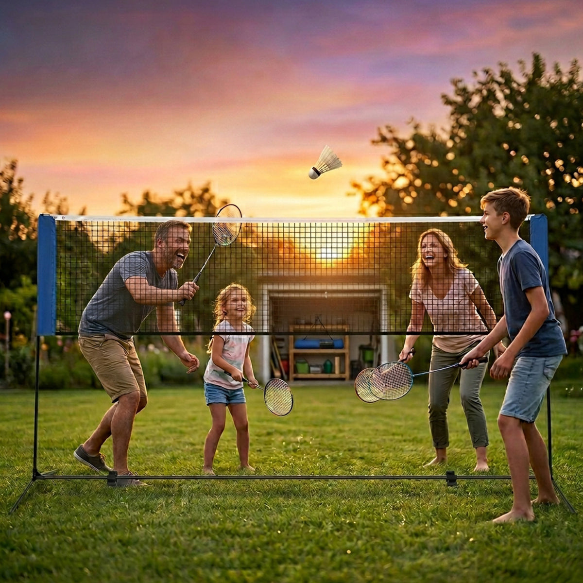 420cm Adjustable Badminton Net Set for Backyard Outdoor Sports Game Portable
