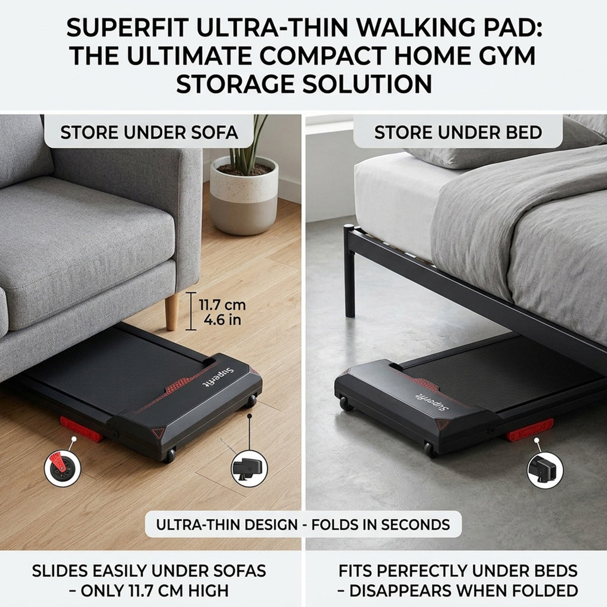Under Desk Treadmill with Remote and App Control Home Fitness Exercise