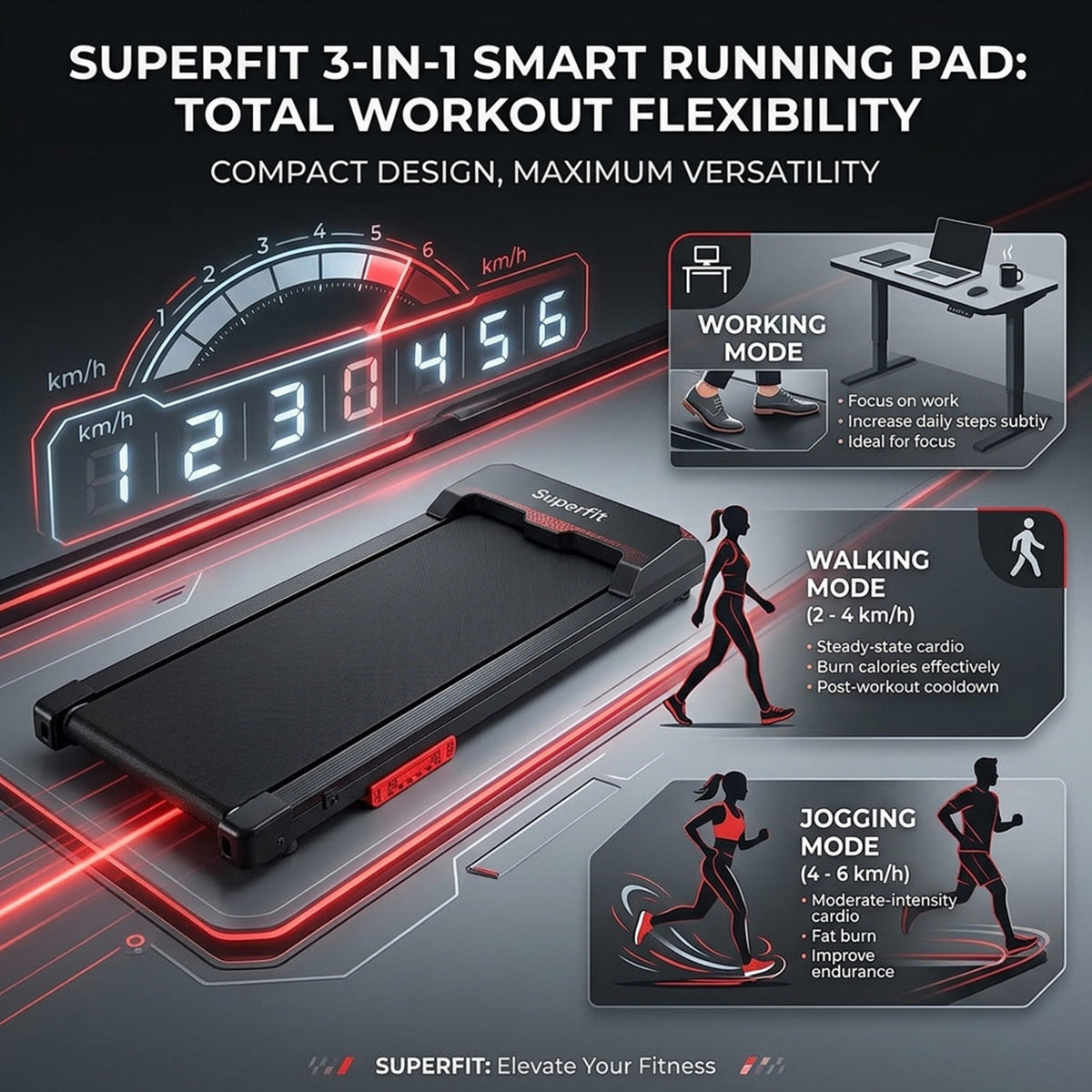 Under Desk Treadmill with Remote and App Control Home Fitness Exercise