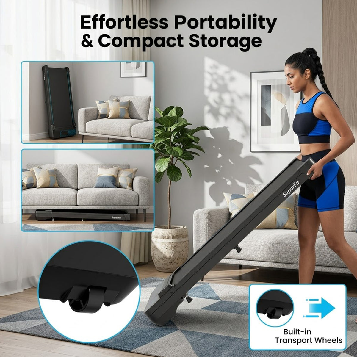Under Desk Walking Treadmill 140kg Capacity APP Control LED Display Quiet