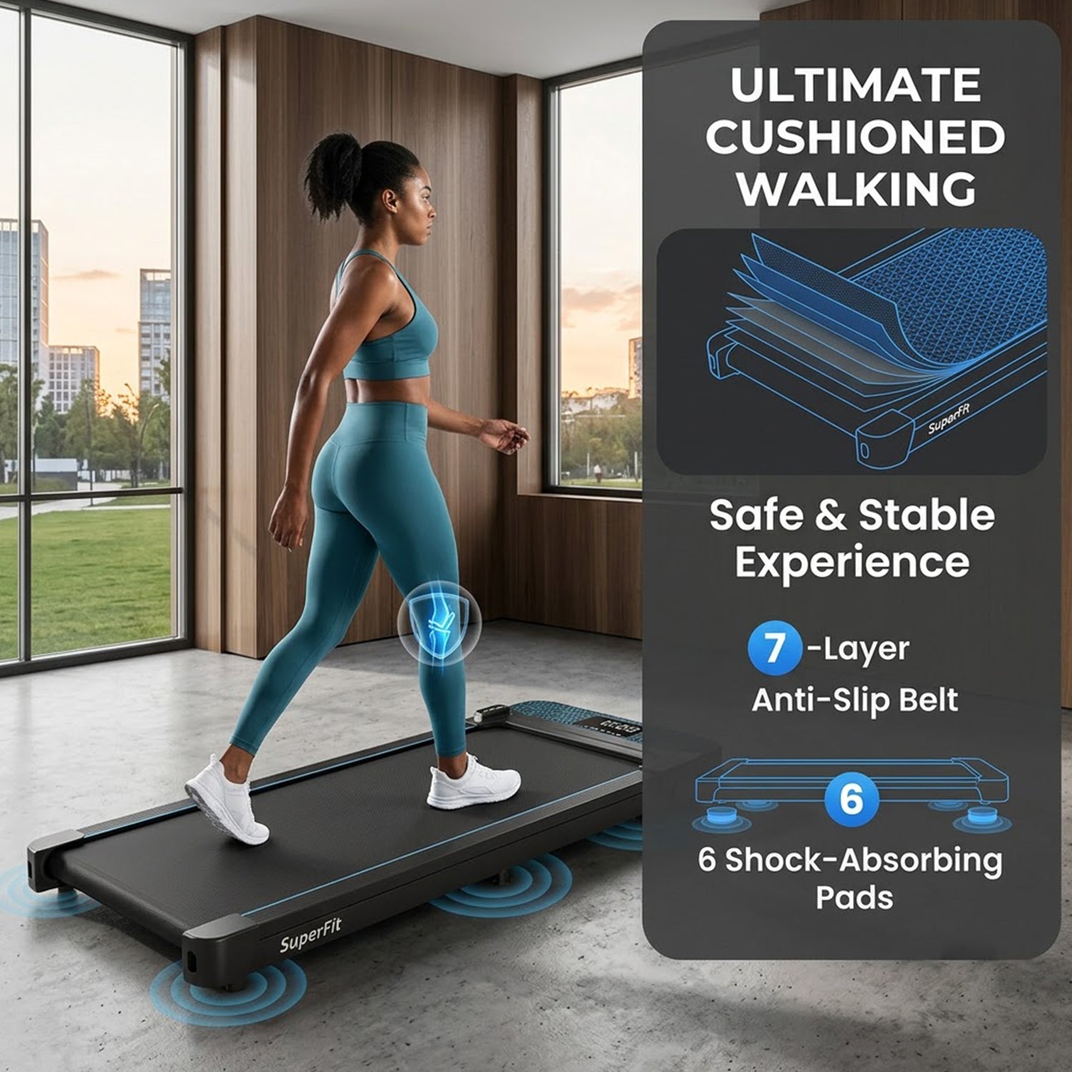Under Desk Walking Treadmill 140kg Capacity APP Control LED Display Quiet