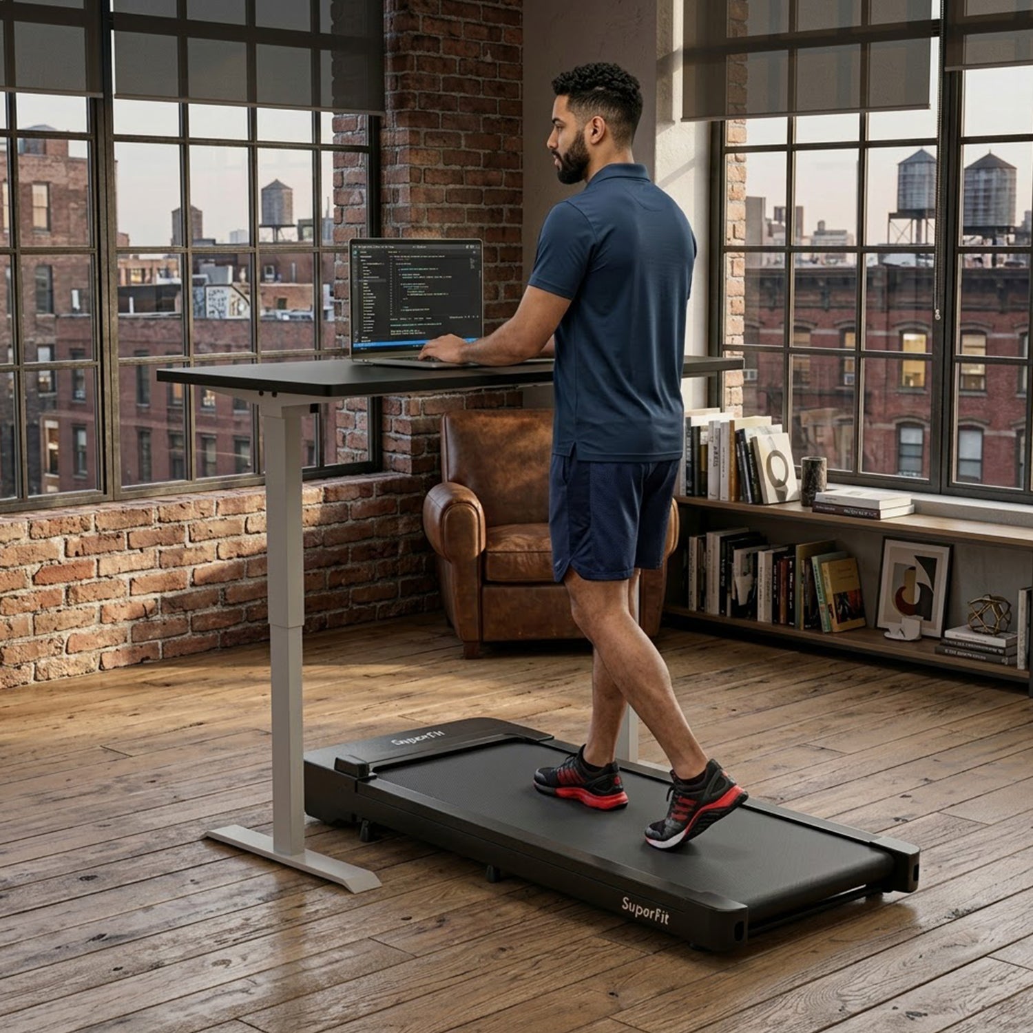 Under Desk Walking Treadmill 140kg Capacity APP Control LED Display Quiet
