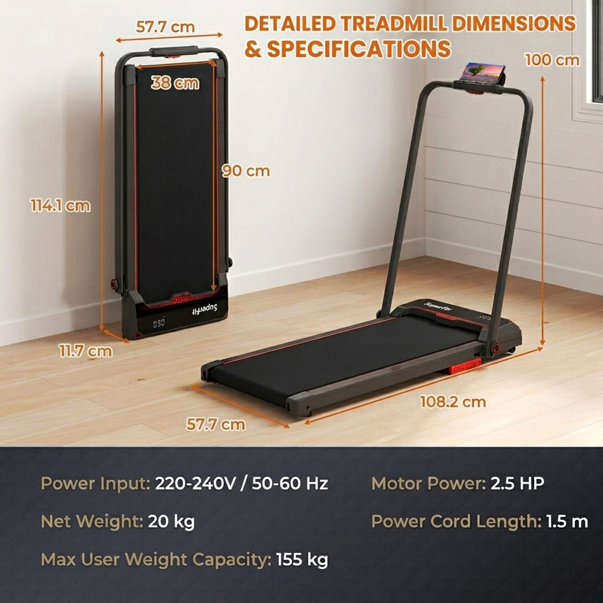 3 in 1 Under Desk Walking Running Treadmill with LED Display Fitness Home