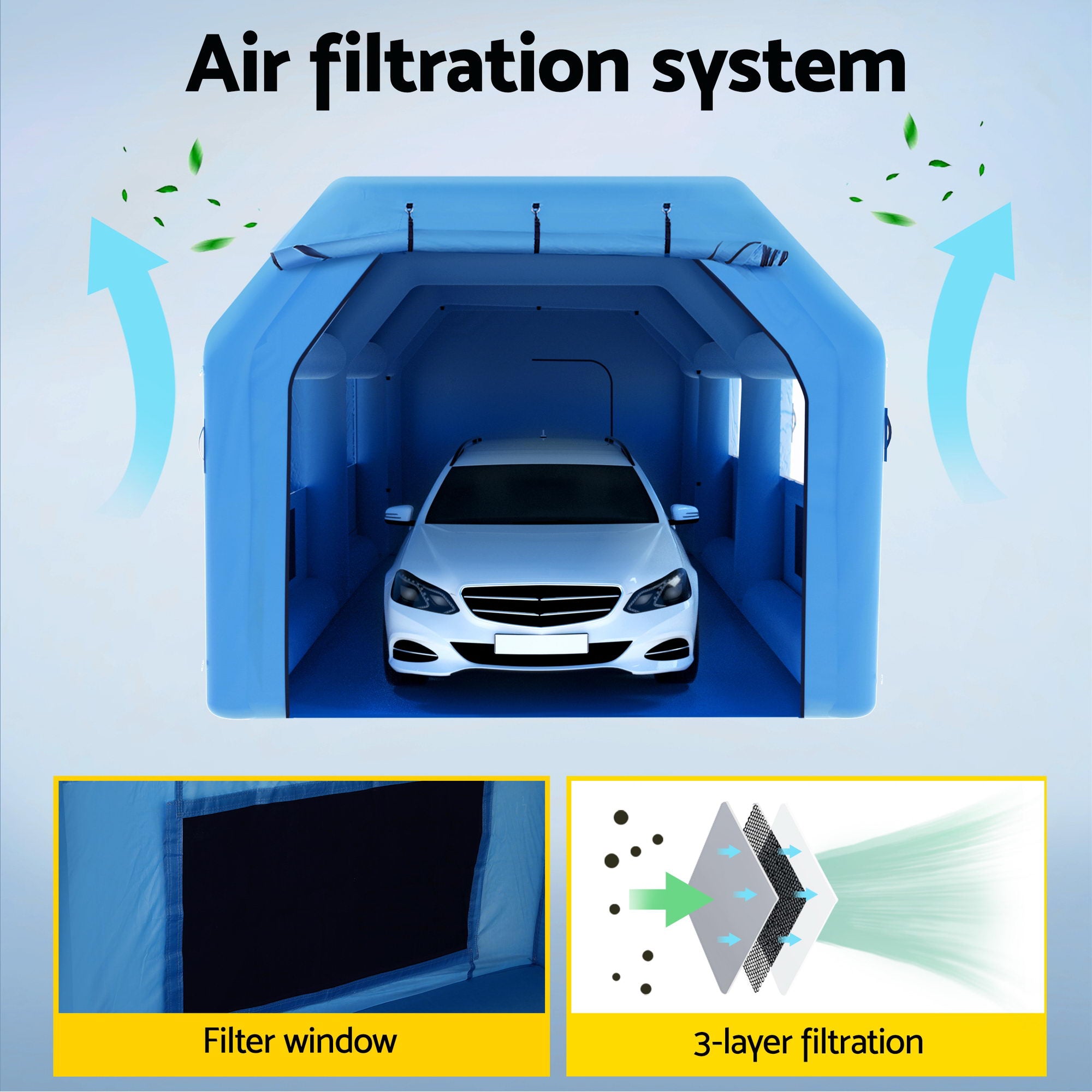 GIANTZ Inflatable Spray Booth Car Paint Tent 8.5x4.8m 2 Blowers Filter Garage Workstation