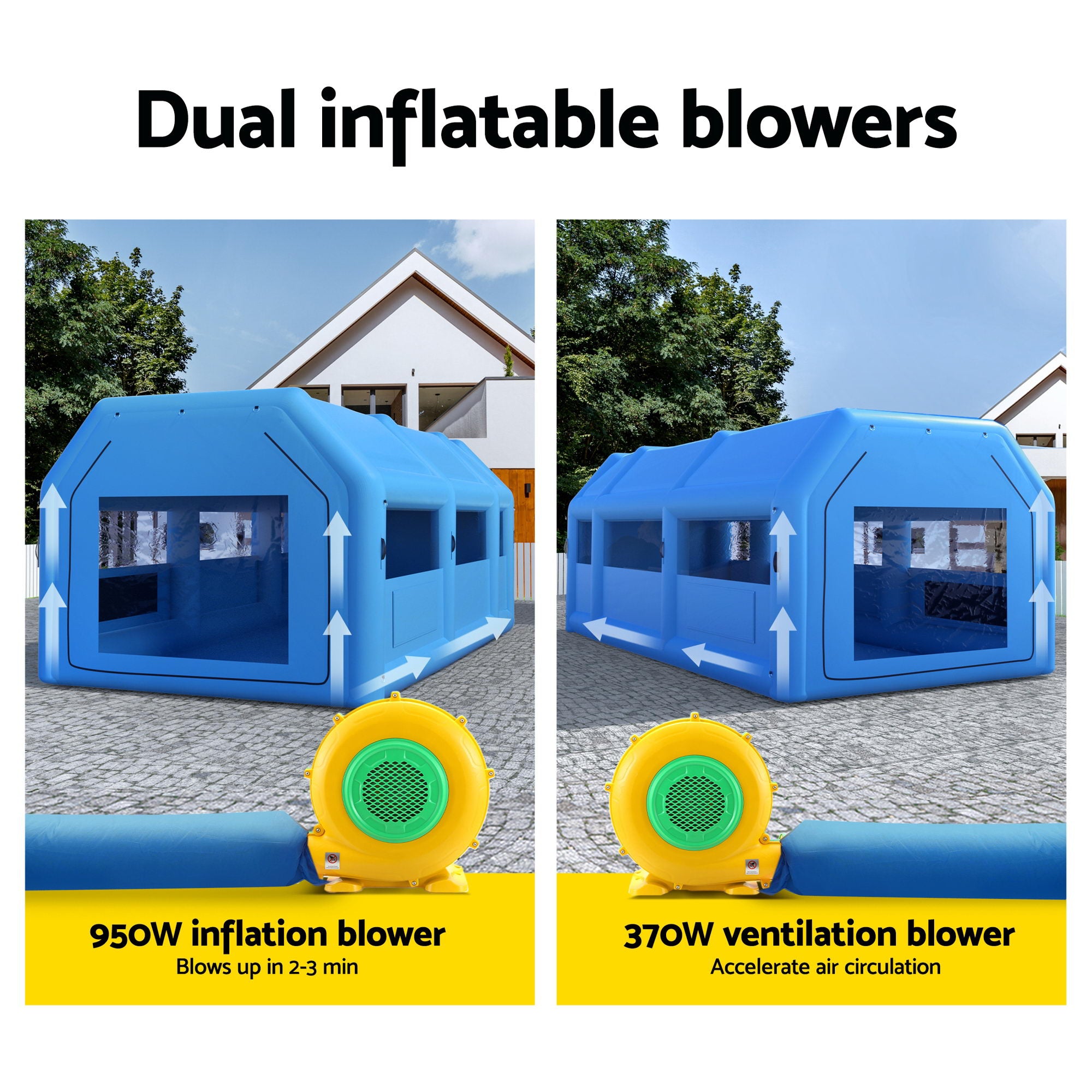 GIANTZ Inflatable Spray Booth Car Paint Tent 8.5x4.8m 2 Blowers Filter Garage Workstation