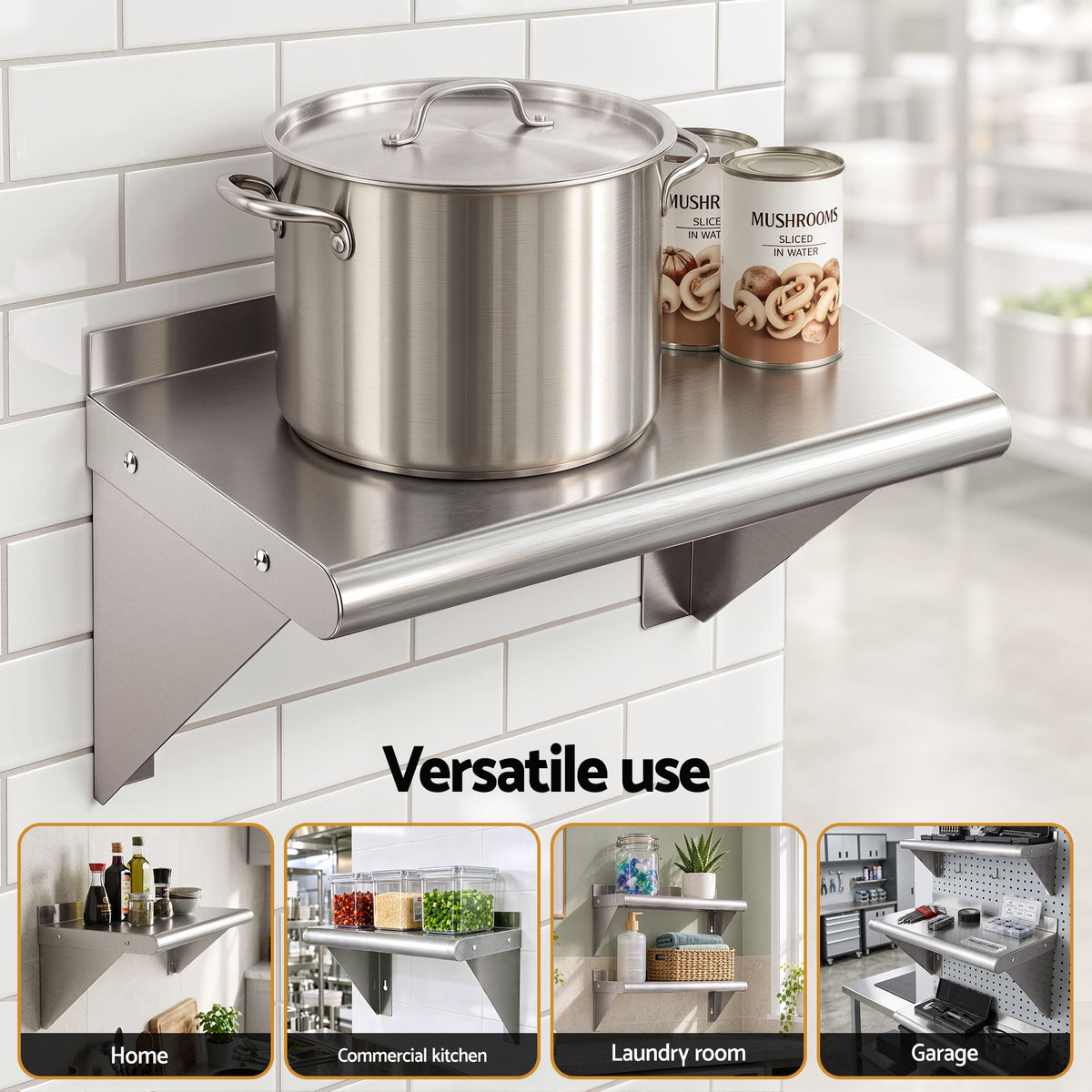 Cefito 410 x 250mm 430 Stainless Steel Compact Kitchen Wall Shelf