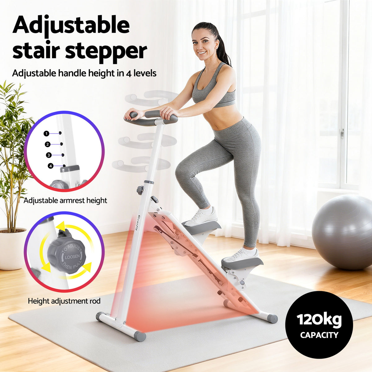 Everfit Step Machine Stair Climber for Exercise Foldable LED Display Adjustable Handlebar