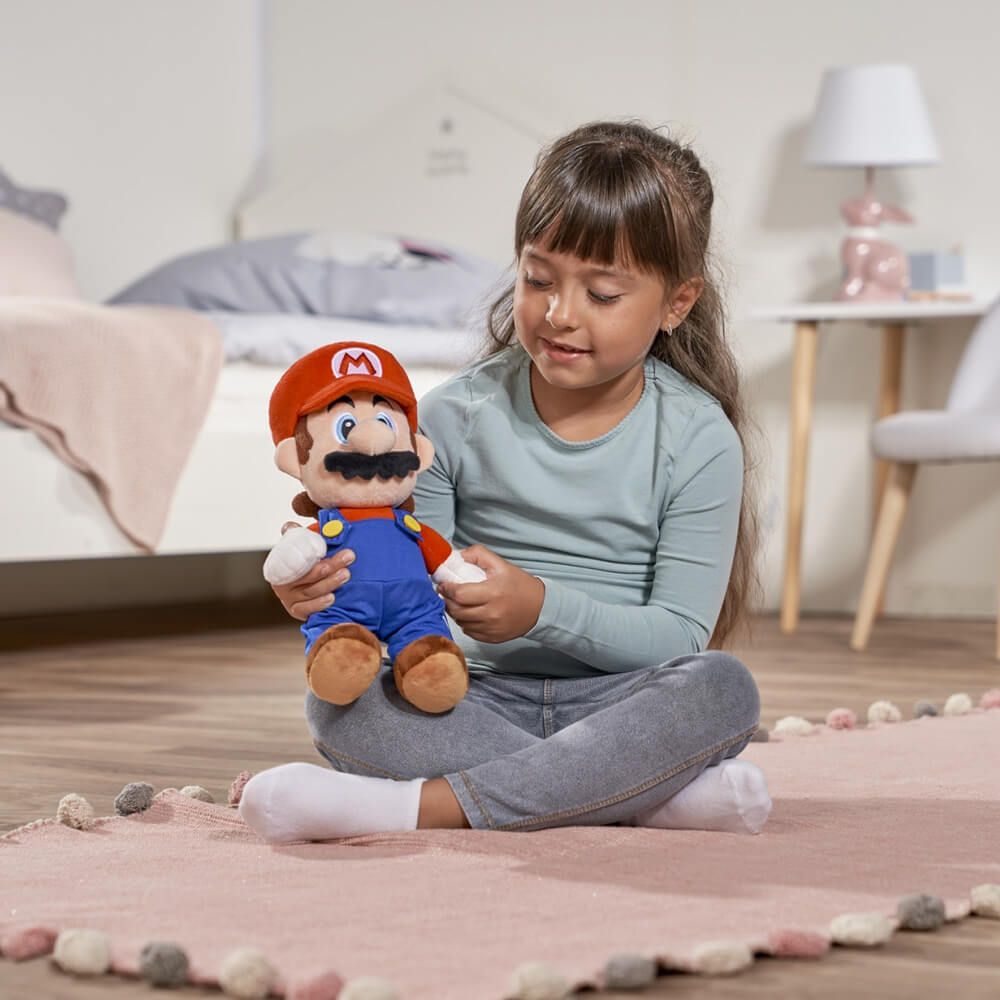 Super Mario Nintendo 30cm Plush Authentic Soft Toy Embroidered Blue & Red