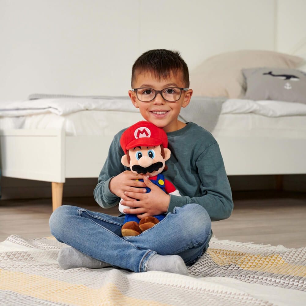 Super Mario Nintendo 30cm Plush Authentic Soft Toy Embroidered Blue & Red