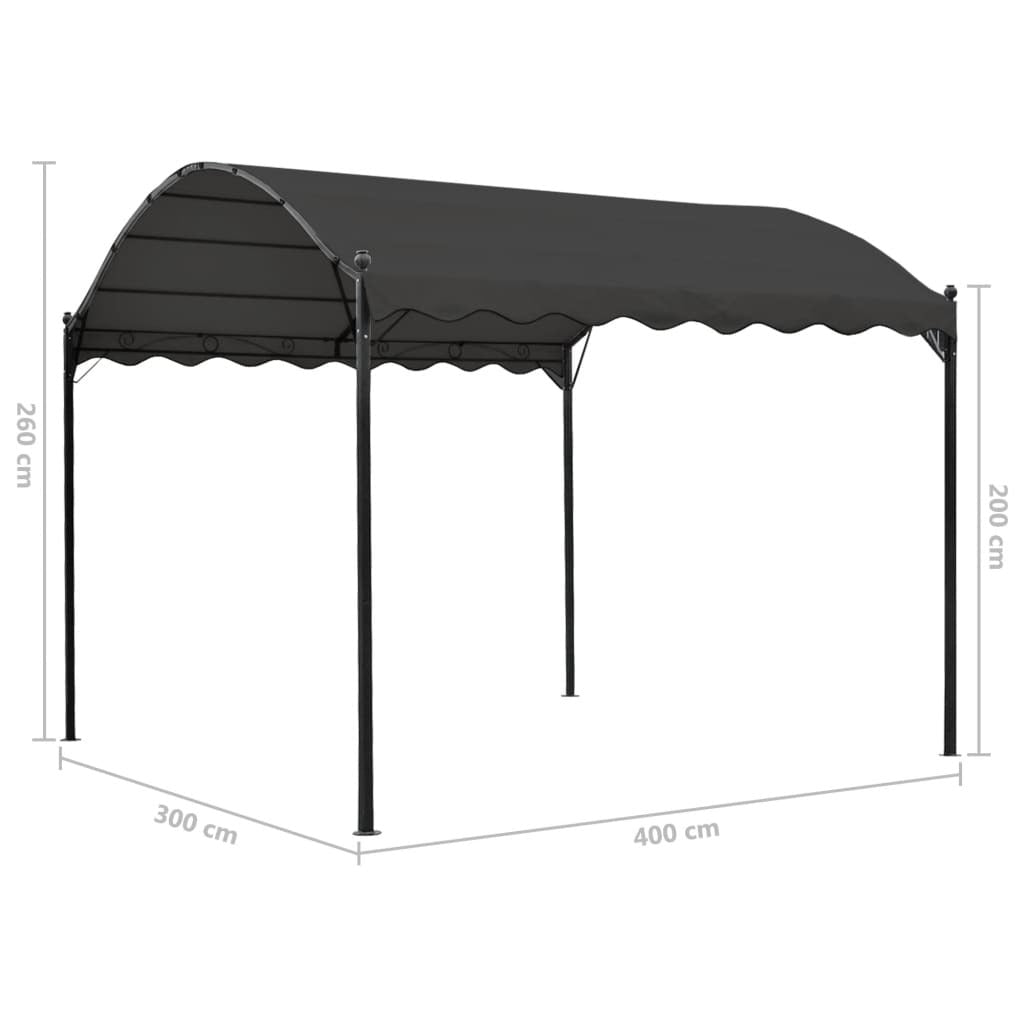 Sunshade Awning 3x4m Anthracite Gazebo Powder-Coated Water-Resistant