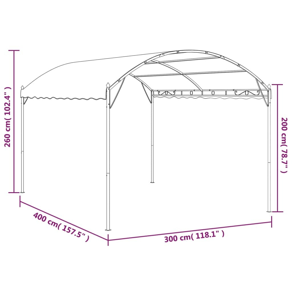 Sunshade Awning 3x4m Anthracite Gazebo Powder-Coated Water-Resistant