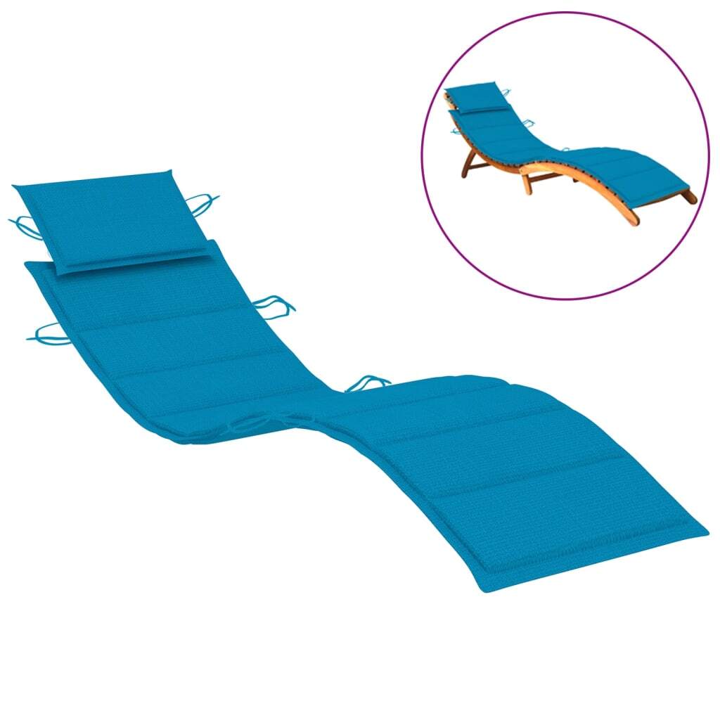 Sun Lounger Cushion Blue 186x58x4cm Oxford Fabric