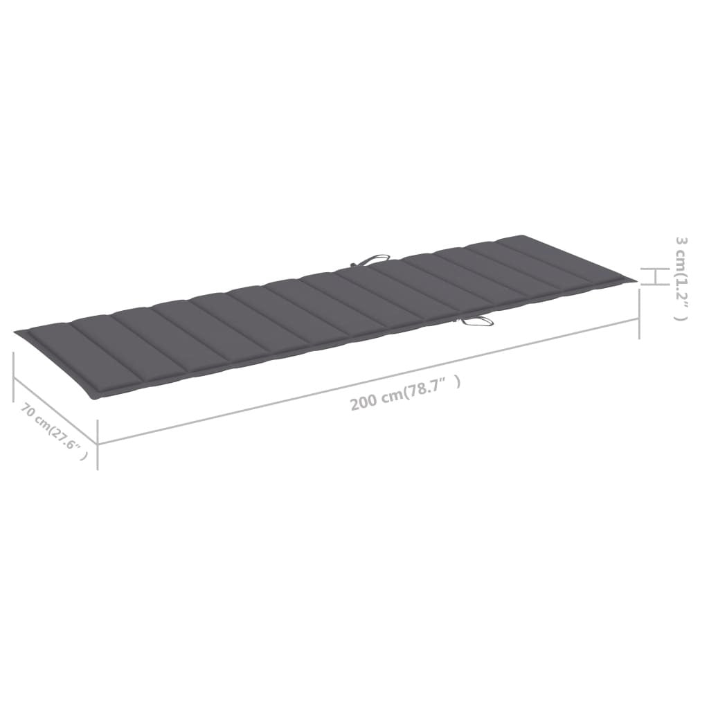 Sun Lounger Cushion Anthracite 200x70x3cm Oxford Fabric