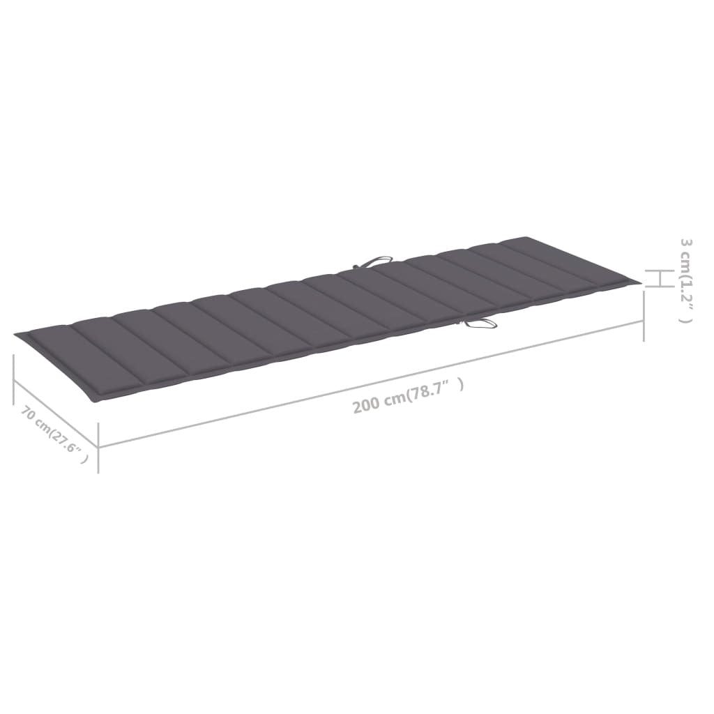 Sun Lounger Cushion Anthracite 200x70x3cm Oxford Fabric