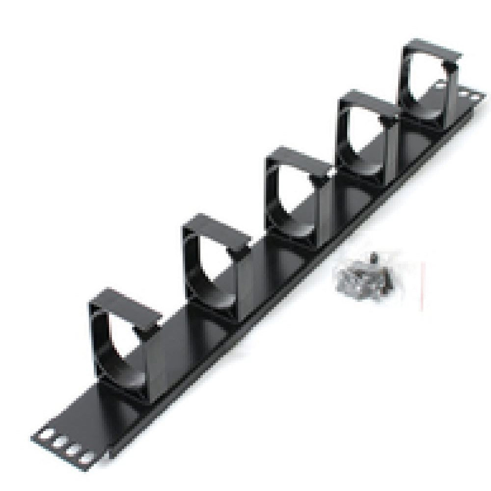 Astrotek 1U 1.75" Rack Mount Cable Management Metal Panel 5 Metal D Rings Black Powder Coat Fits Standard 19" Racks