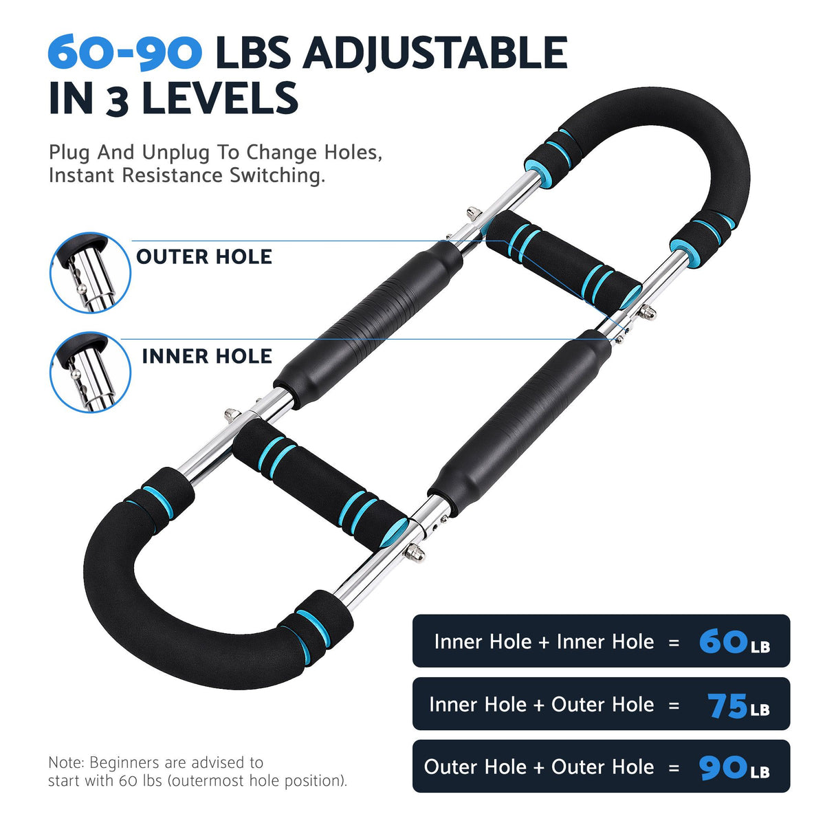Everfit Twister Arm Exerciser 60-90lb Adjustable Chest Workout Equipment
