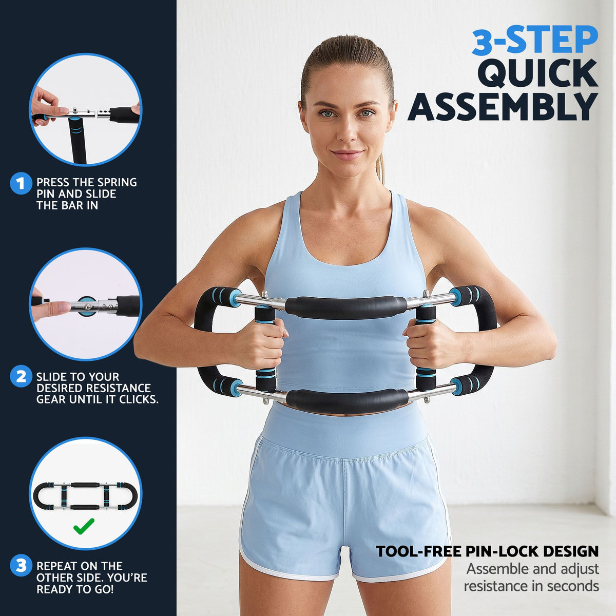 Everfit Twister Arm Exerciser 60-90lb Adjustable Chest Workout Equipment