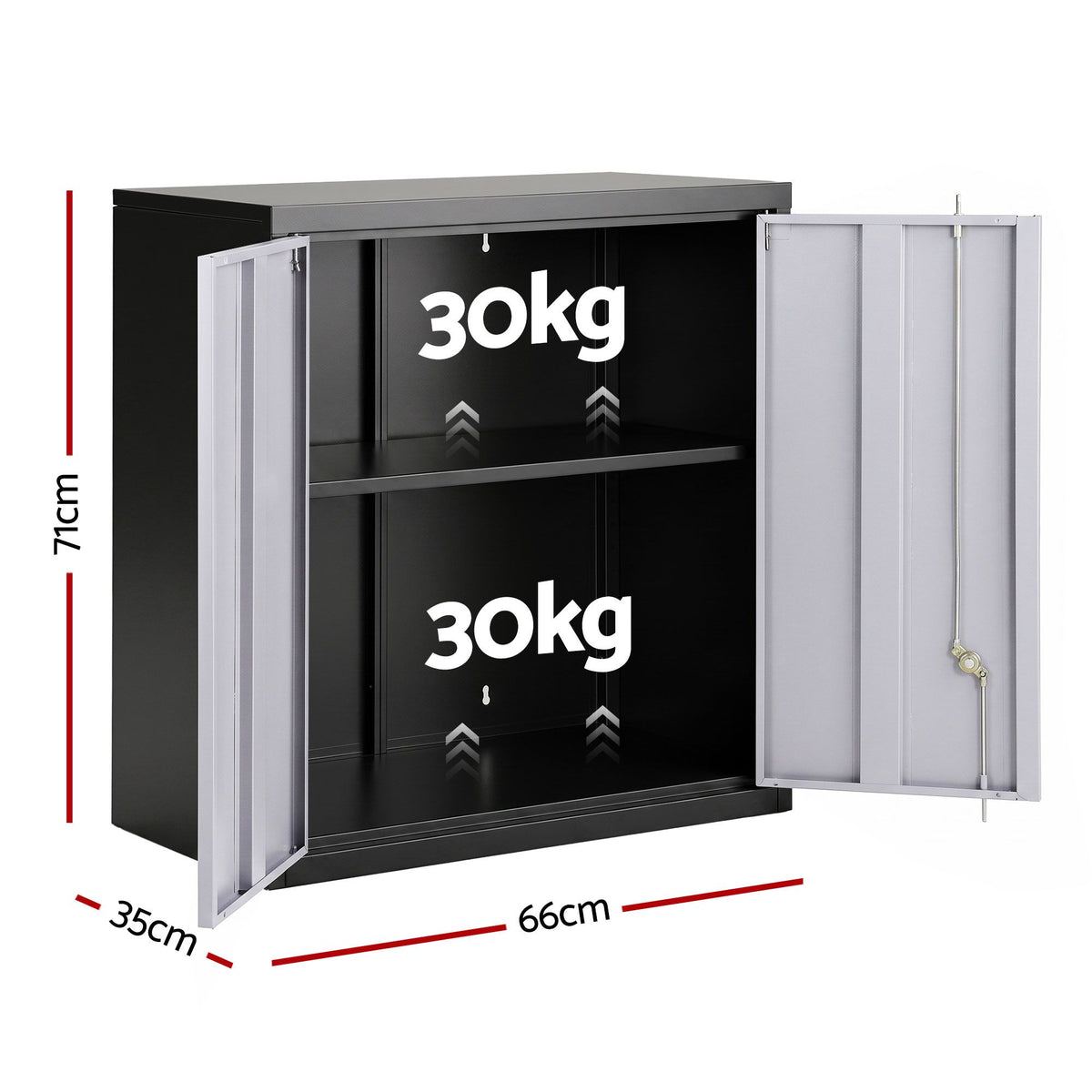 Giantz Steel Tool Cabinet Wall Mount Adjustable Shelf Garage Storage Black Grey