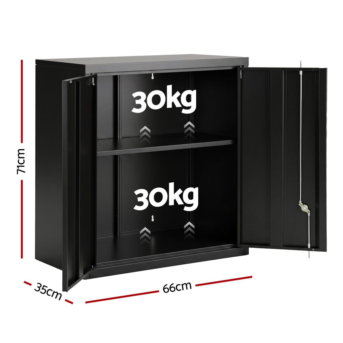 Giantz Steel Tool Cabinet Wall Mount Adjustable Shelf Garage Storage Black