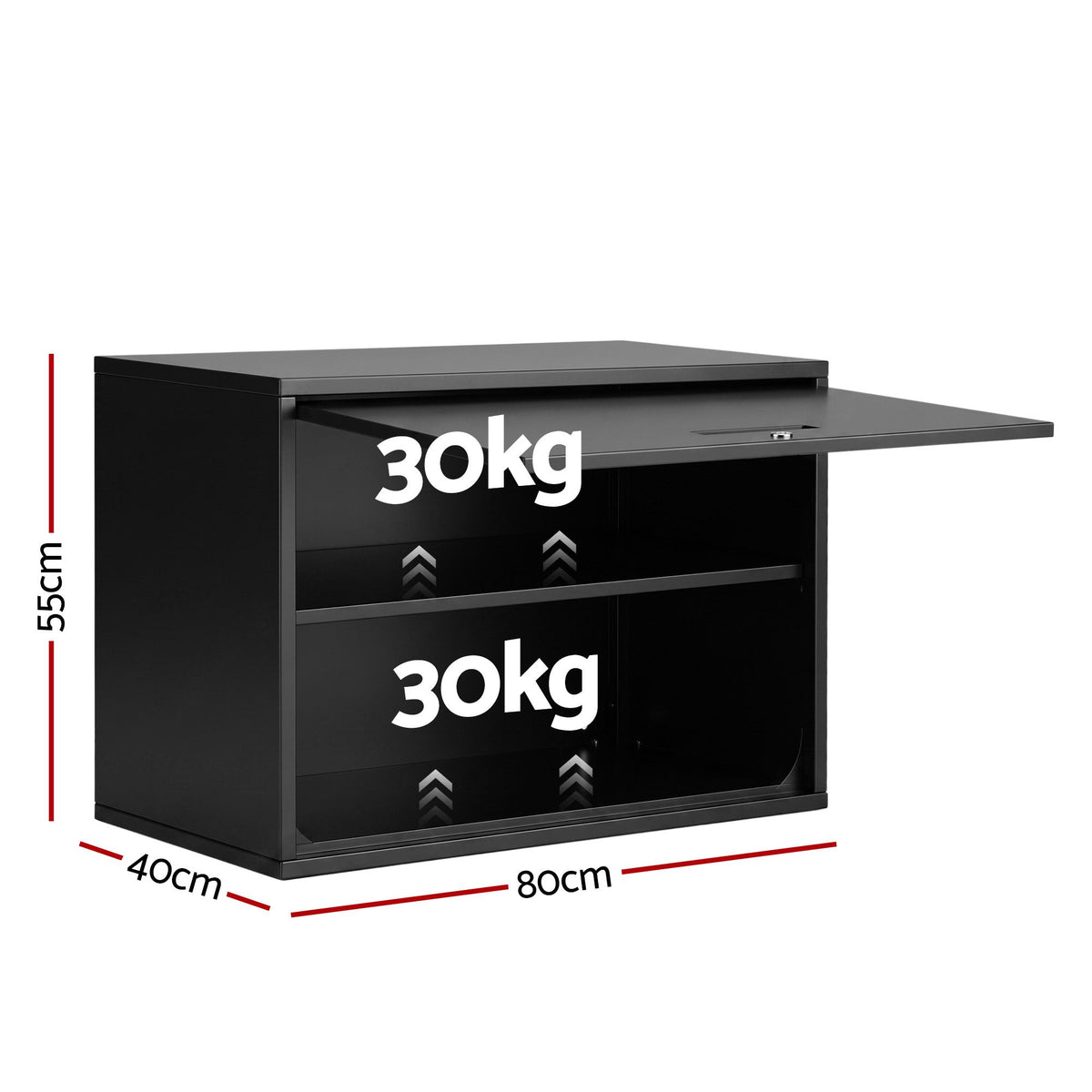 Giantz Wall Mount Steel Tool Cabinet Garage Storage Box Lockable Shelf Black