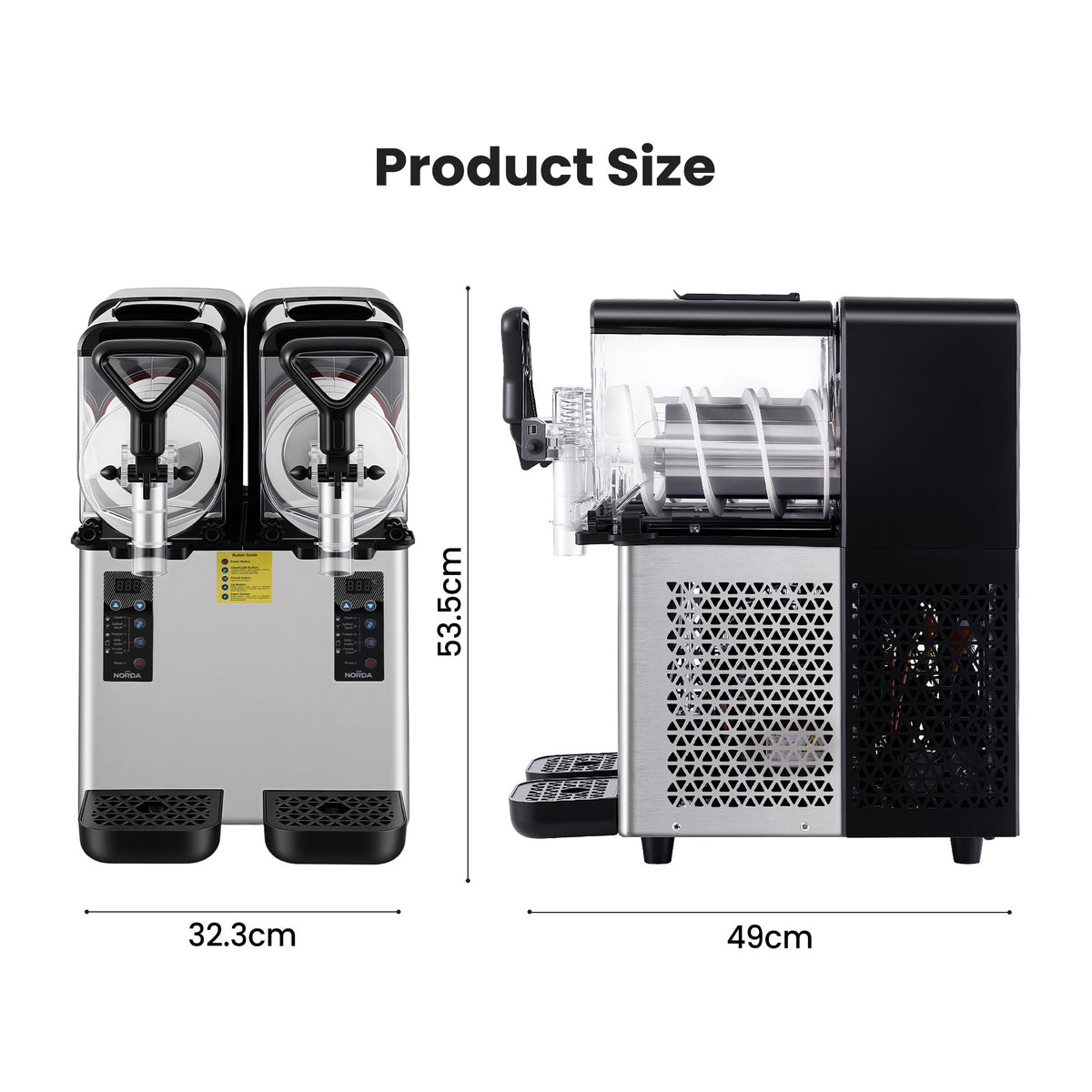 NORDA Slushie Machine 2x4L Tank Commercial Frozen Drink Maker 5 Modes