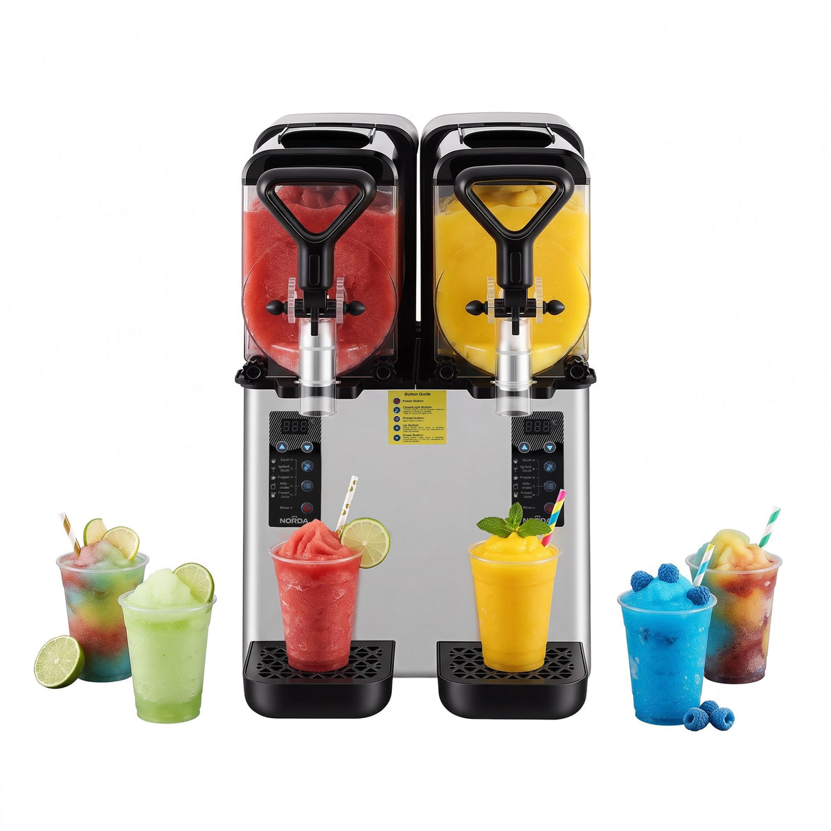 NORDA Slushie Machine 2x4L Tank Commercial Frozen Drink Maker 5 Modes