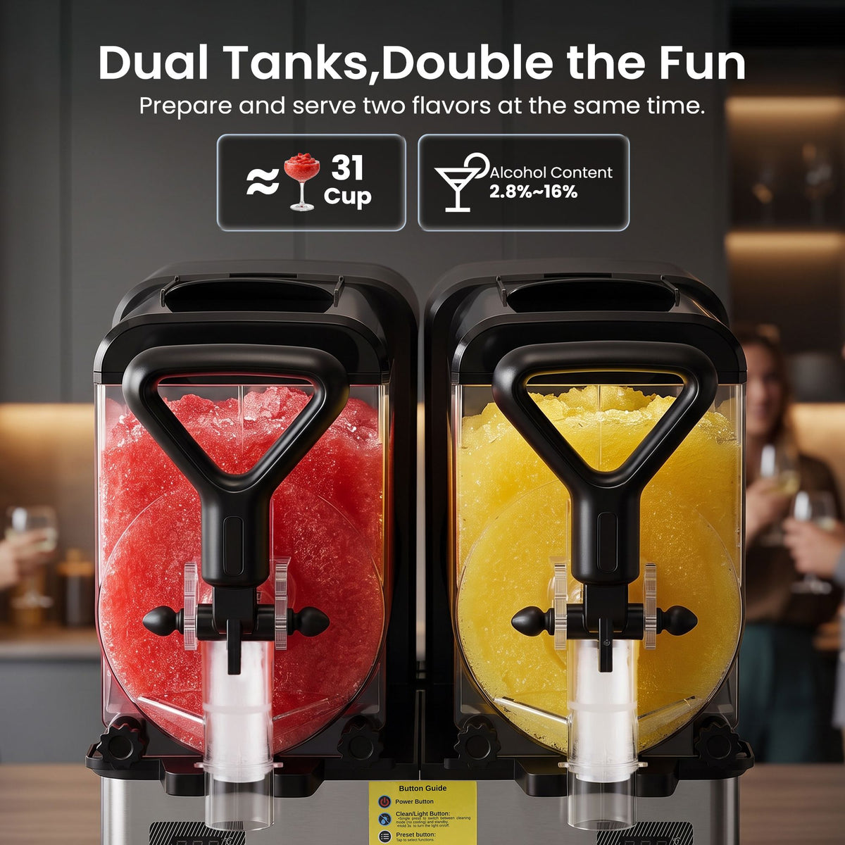 NORDA Slushie Machine 2x4L Tank Commercial Frozen Drink Maker 5 Modes