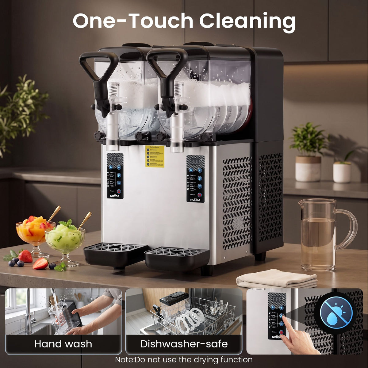NORDA Slushie Machine 2x4L Tank Commercial Frozen Drink Maker 5 Modes