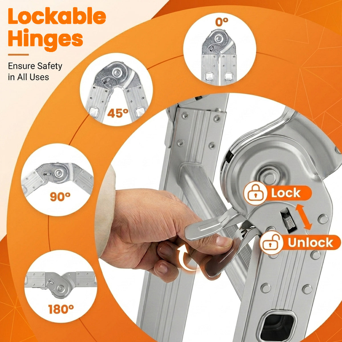 7 in 1 Folding Aluminium Ladder with Anti Skid Pedal Multi Purpose Tool