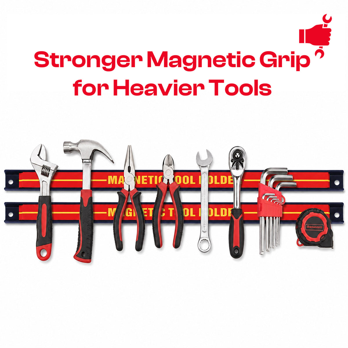 Set of 3 Magnetic Tool Holder Bars for Knife and Wrench Storage Organiser