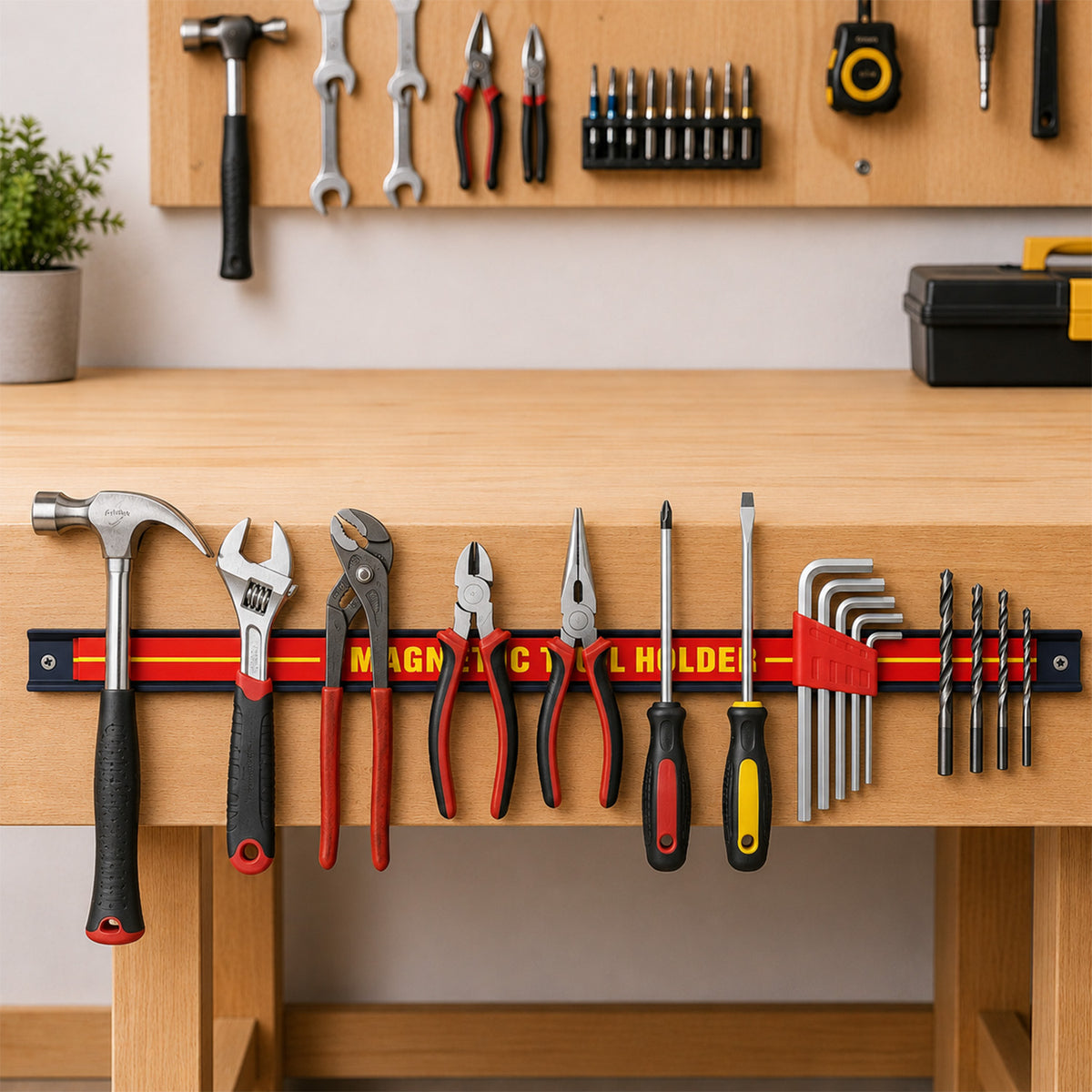 Set of 3 Magnetic Tool Holder Bars for Knife and Wrench Storage Organiser