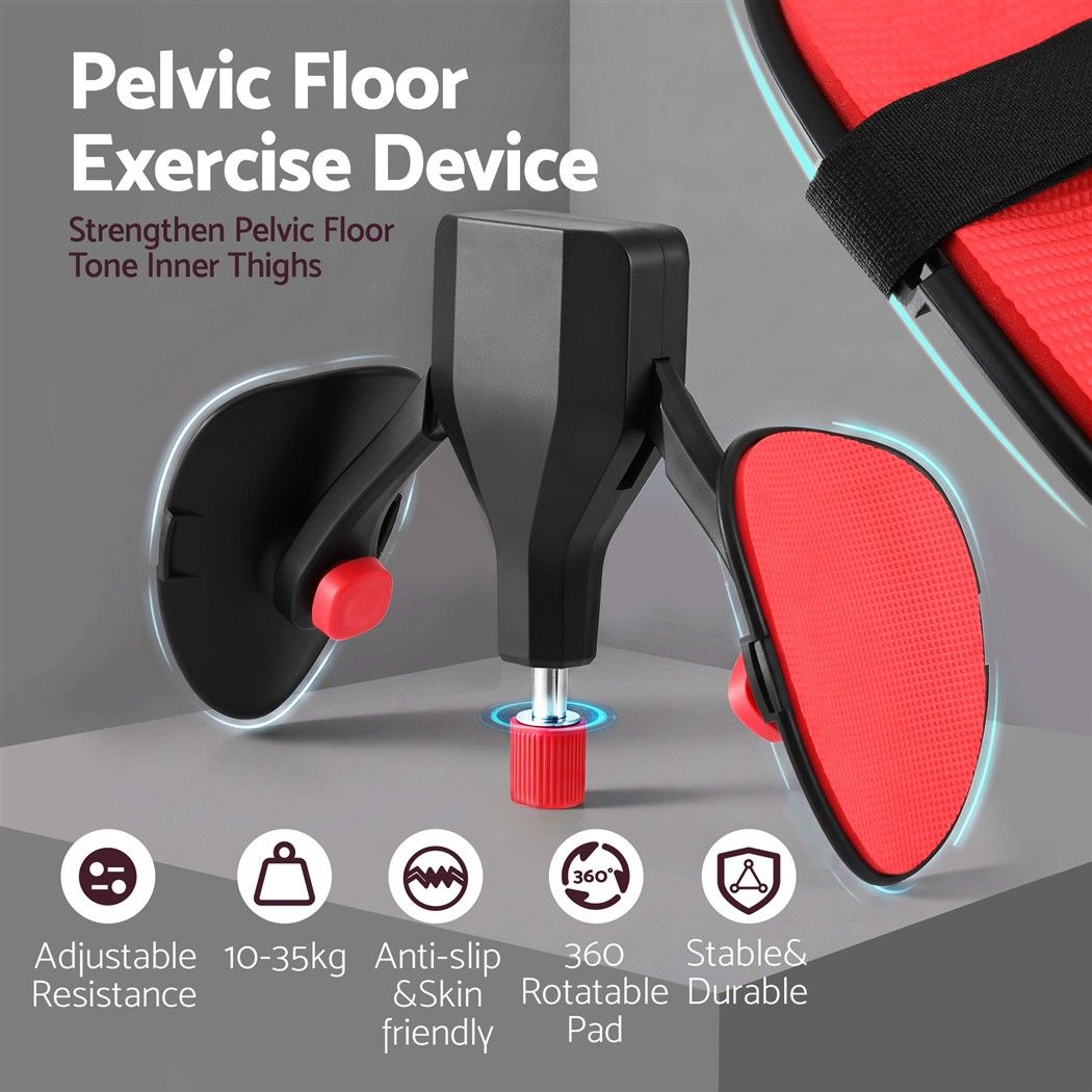 Everfit Pelvic Floor Exerciser Thigh Kegel Trainer 360° Adjustable Black and Red