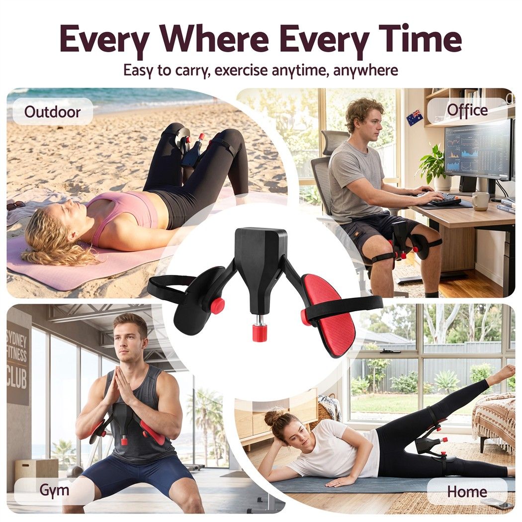 Everfit Pelvic Floor Exerciser Thigh Kegel Trainer 360° Adjustable Black and Red