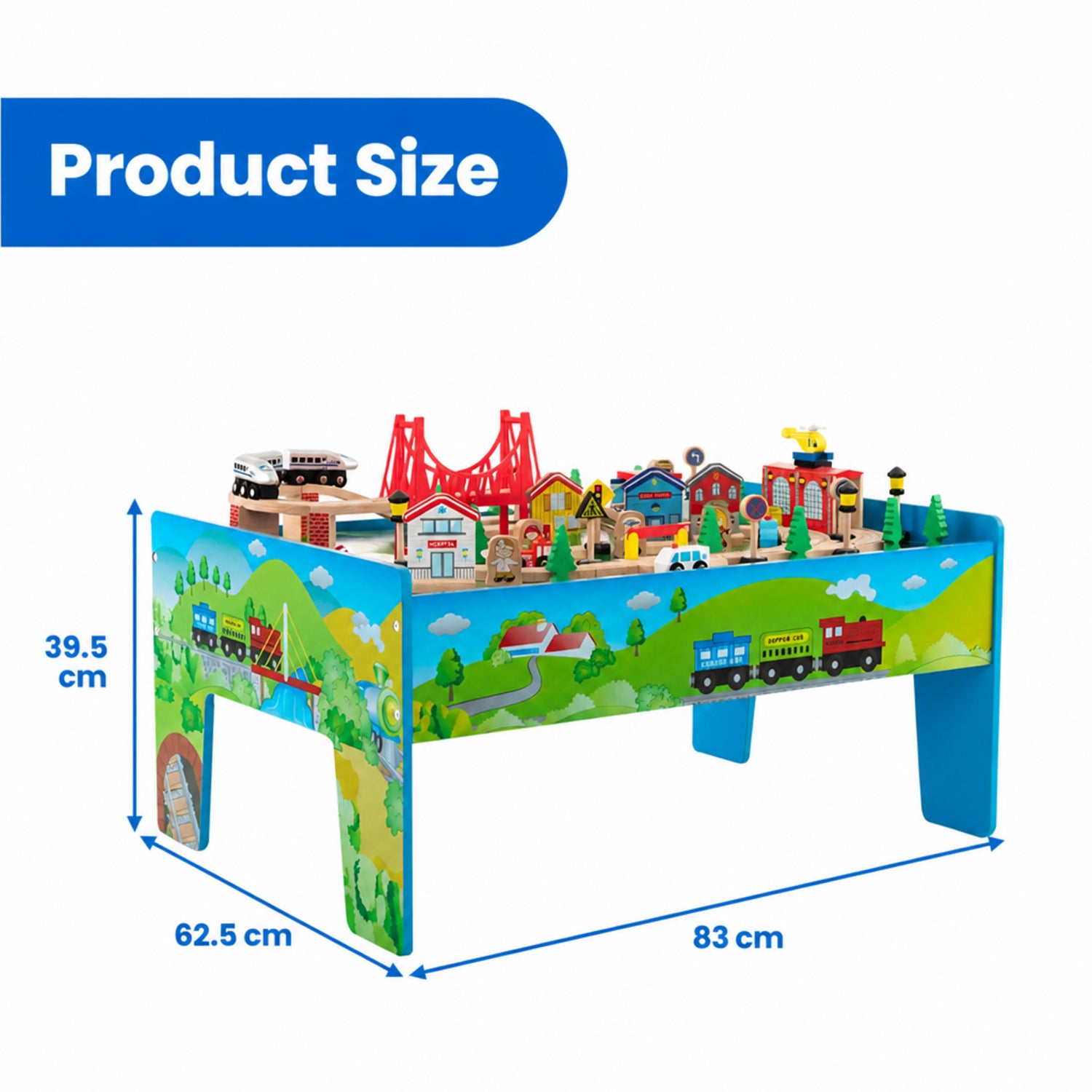Wooden Train Table Set 84/80 Pieces Reversible Tabletop Kids Activity Table