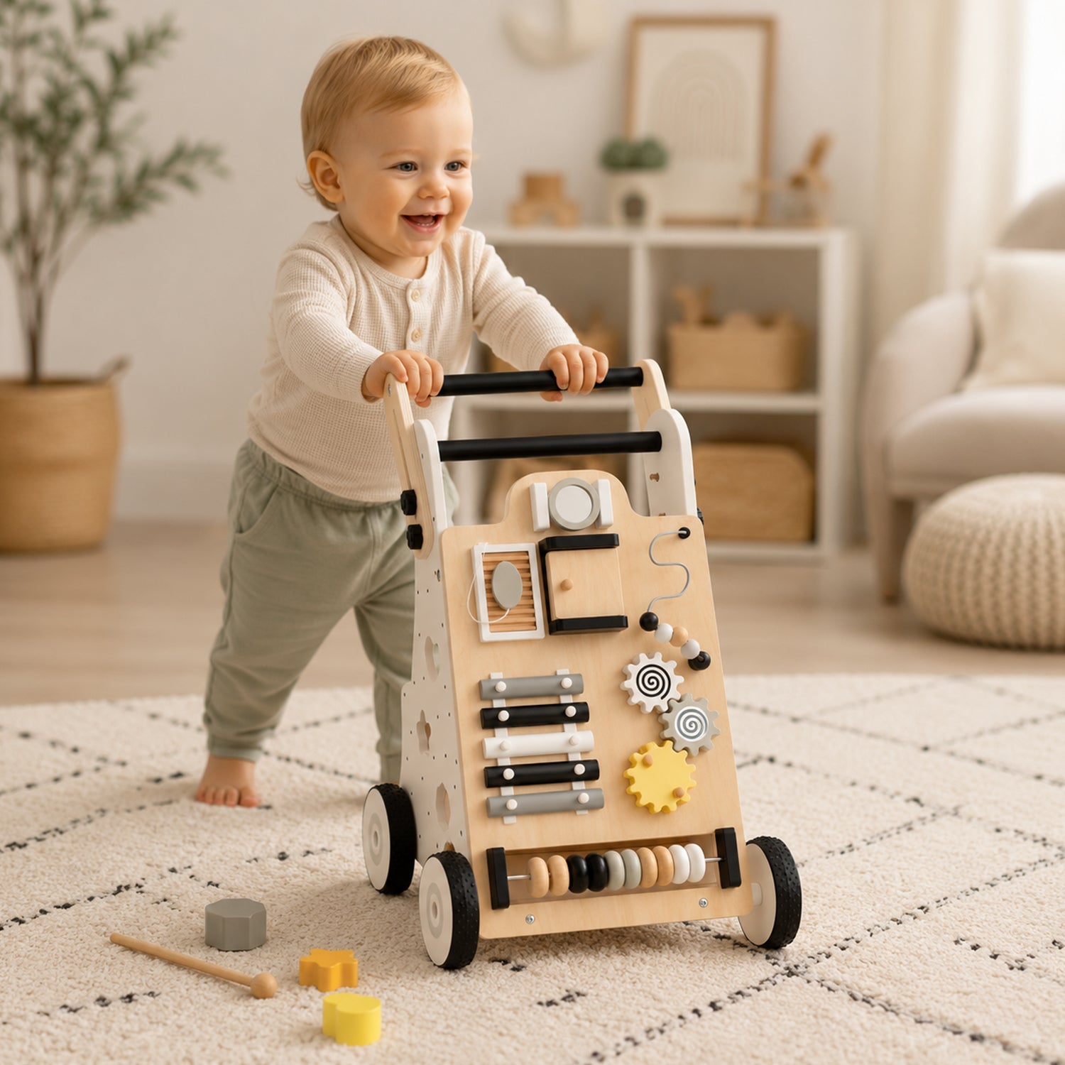 Push and Pull Learning Activity Walker with Double Handles Baby Toddler