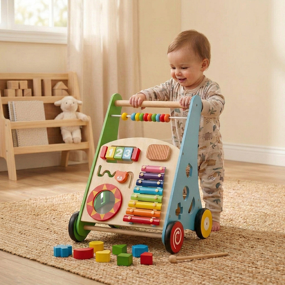 Push and Pull Learning Activity Walker with Smooth Handle Baby Toddler Toy