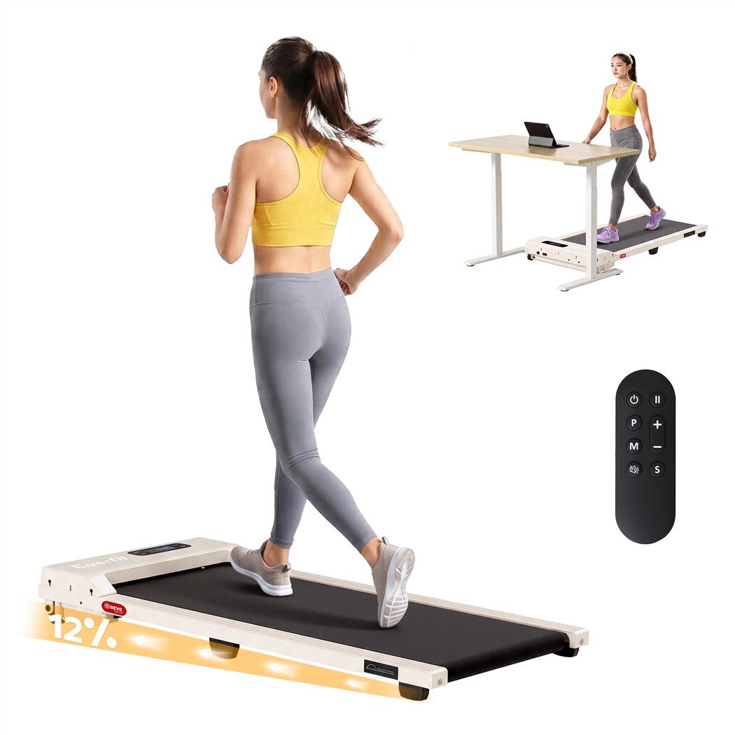 Everfit 3 in 1 Walking Pad Treadmill 12% Incline Under Desk Home Gym Beige