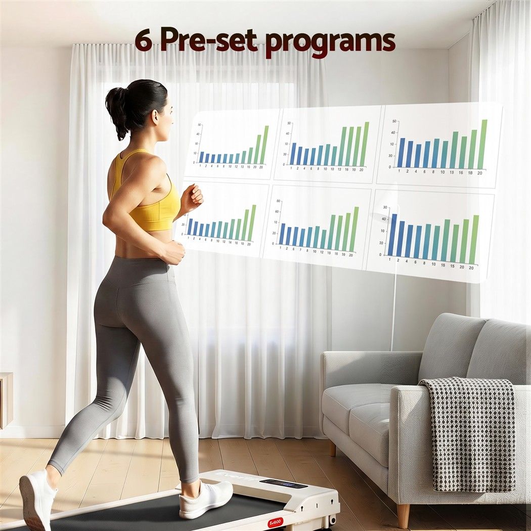 Everfit 3 in 1 Walking Pad Treadmill 12% Incline Under Desk Home Gym Beige